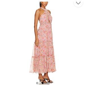 ASTR The Label Jaidee Pink Floral Tiered Halter Maxi Dress | S